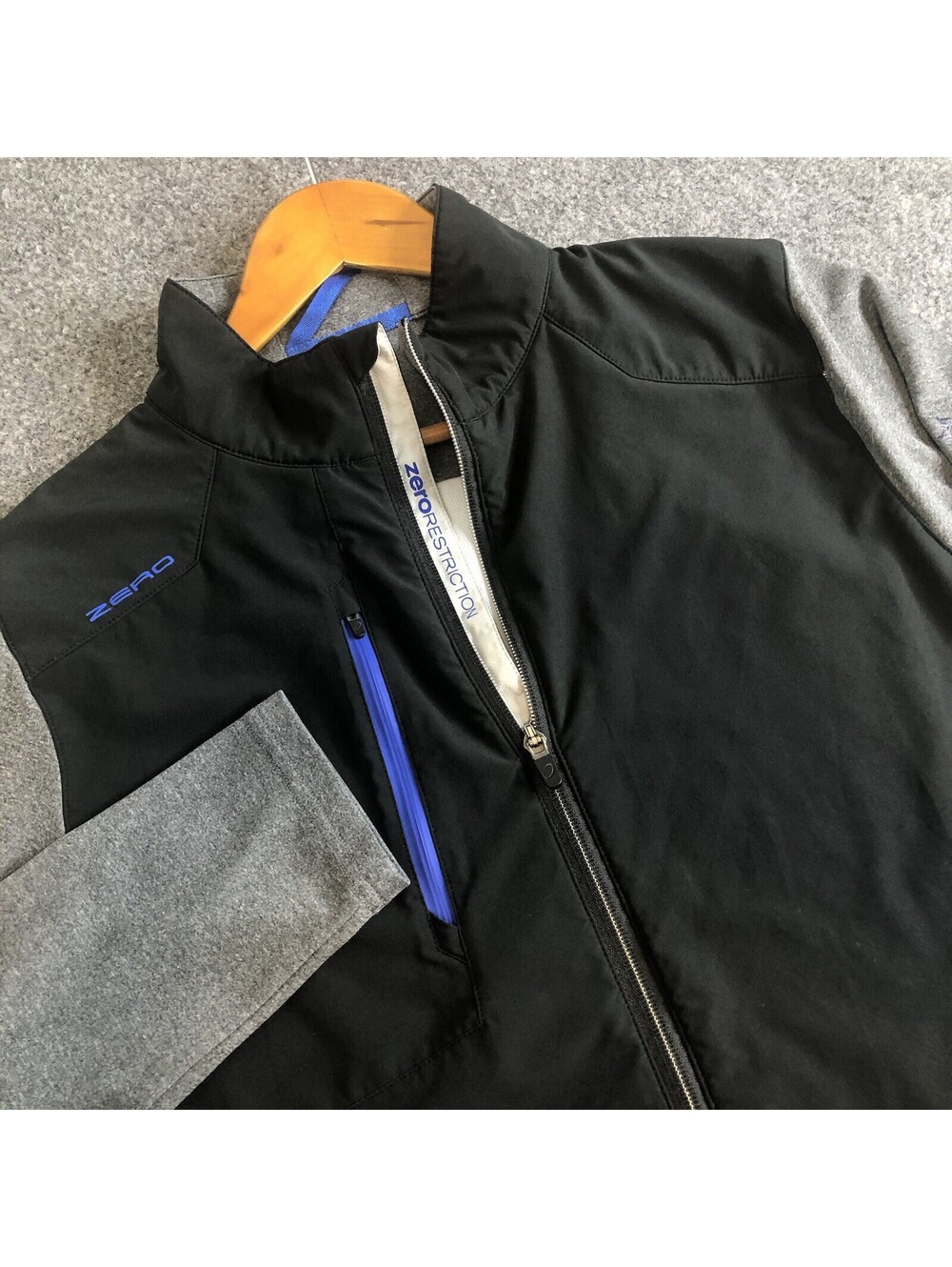 Zero Restriction Jacket Mens Large Black Full Zip Tour Series Golf Windbreaker